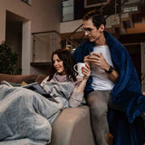 Manta terapéutica original - Manta con peso con funda para 4 estaciones en azul para adultos