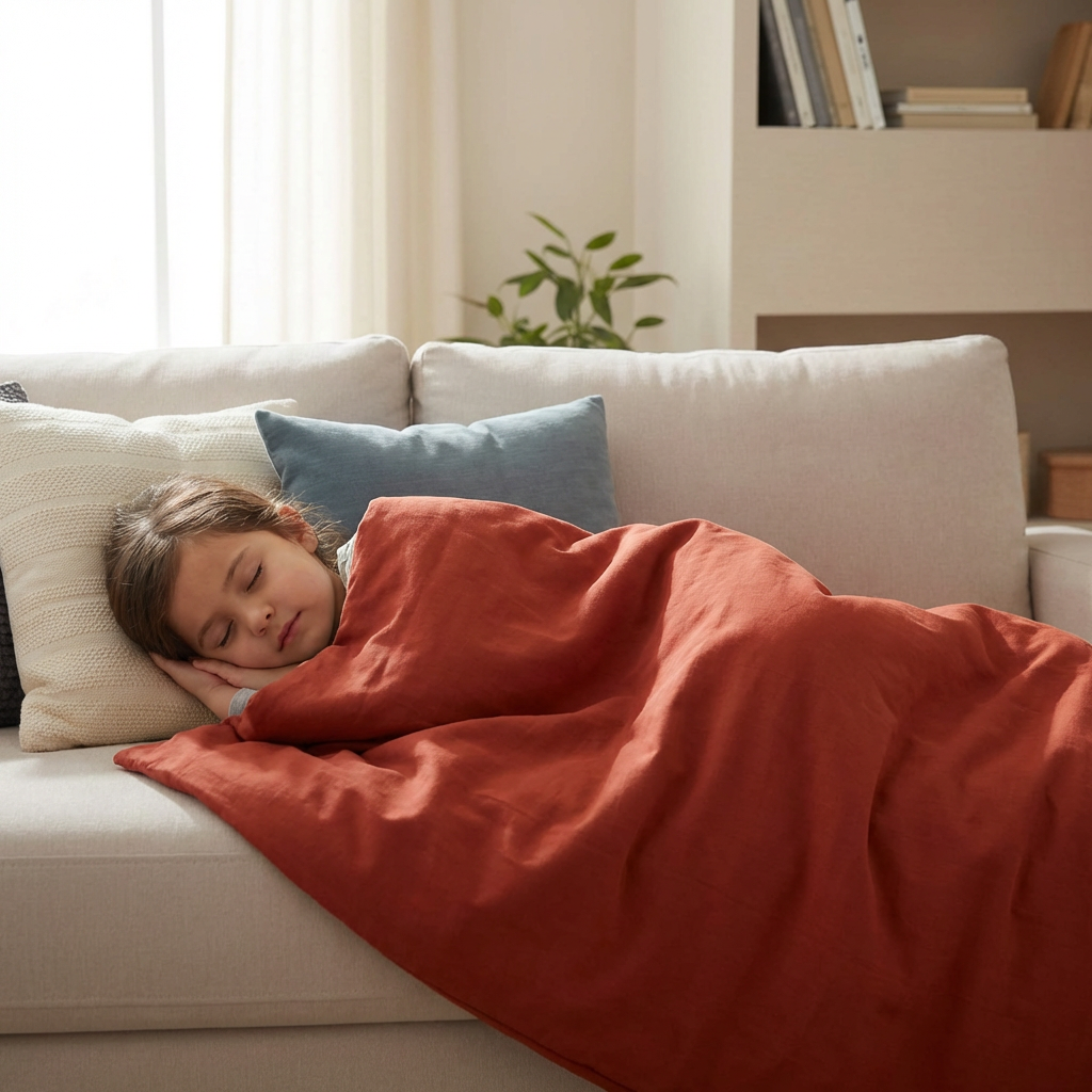 Original Therapiedecke - Gewichtsdecke mit Baumwollbezug in Rostrot für Kinder