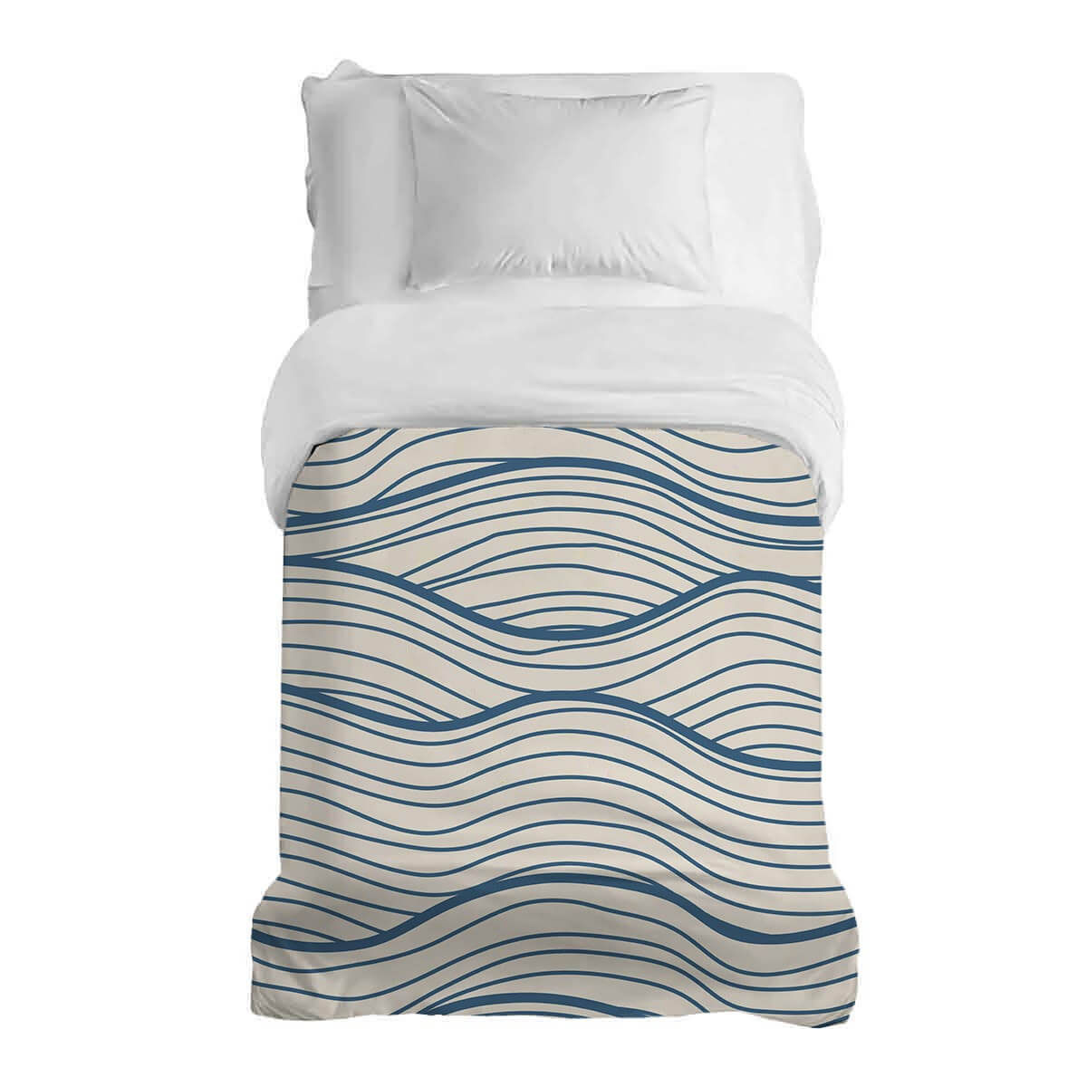 Manta terapéutica original - Funda de algodón beige con ondas azules
