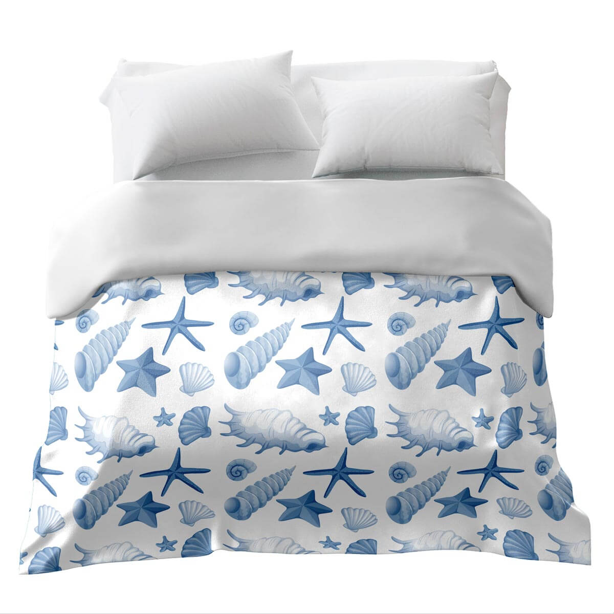 Manta terapéutica original - Funda de algodón con conchas azules