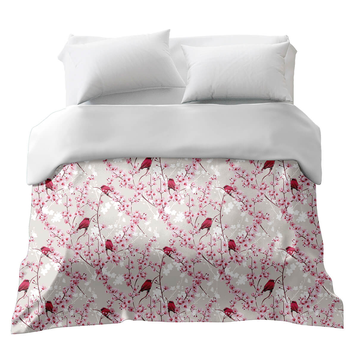 Manta terapéutica original - Funda de algodón con flores de cerezo y pájaros