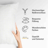 Almohada de salud blanca con puntitos dorados