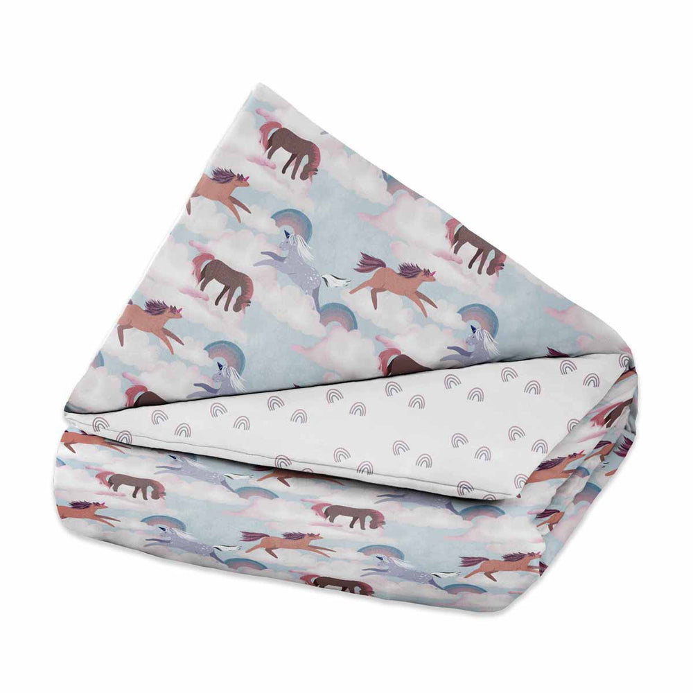 Manta terapéutica original - Manta de peso con motivo de caballos y funda de algodón para niños