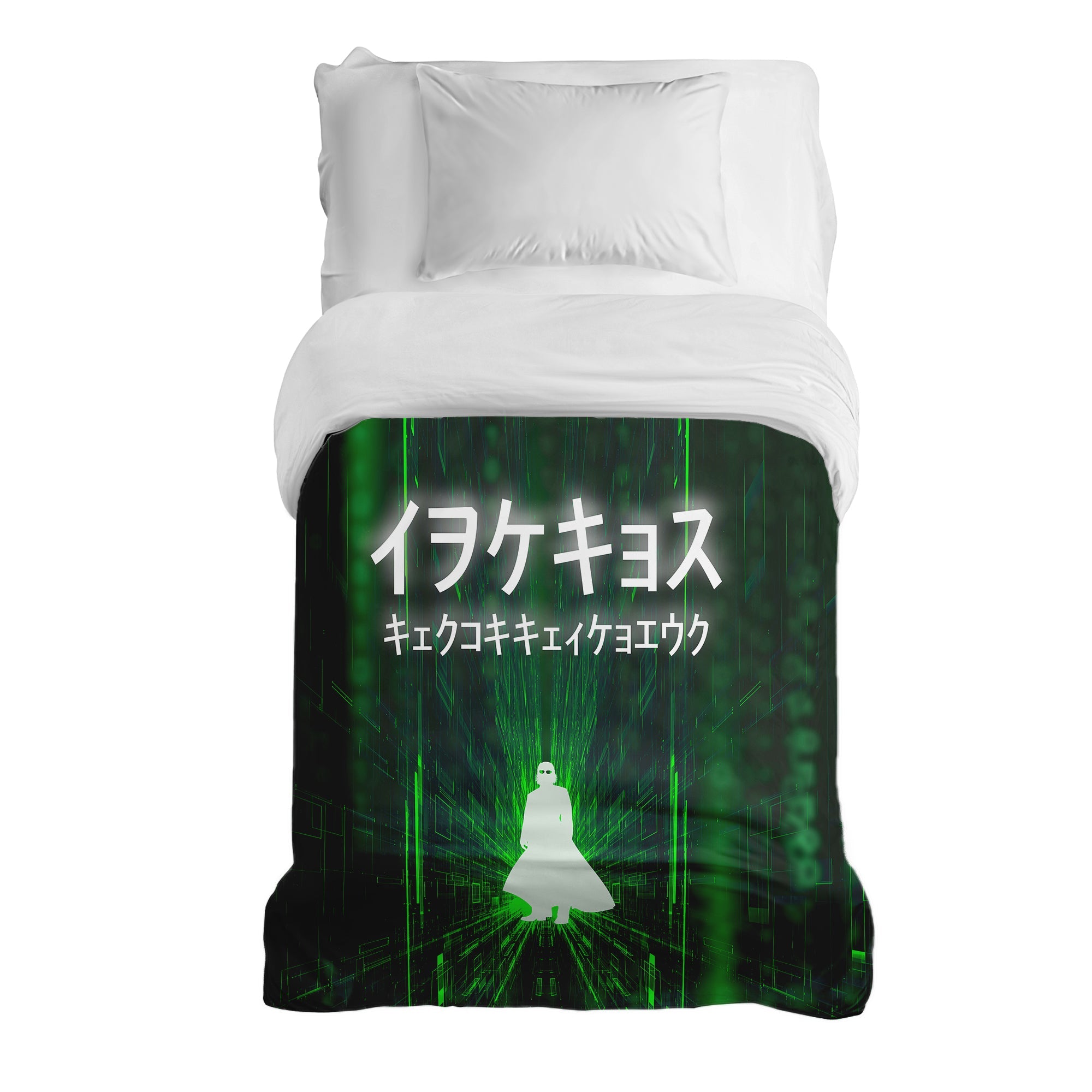 Manta terapéutica original - Funda de algodón en verde con caracteres escritos