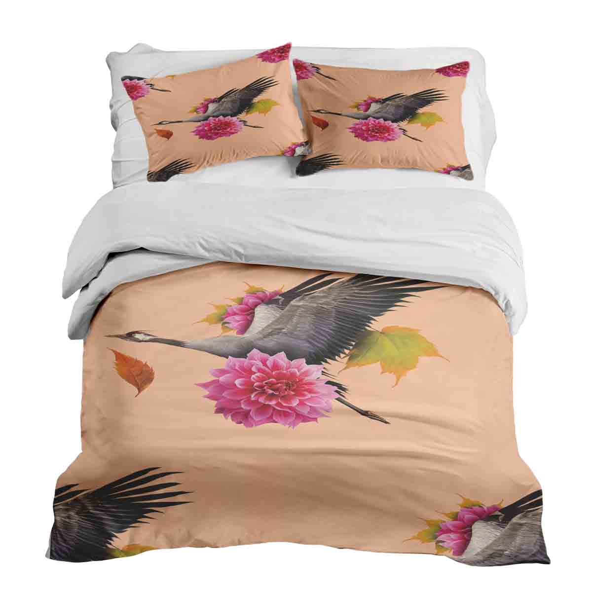 Set de ropa de cama con manta terapéutica naranja con grulla