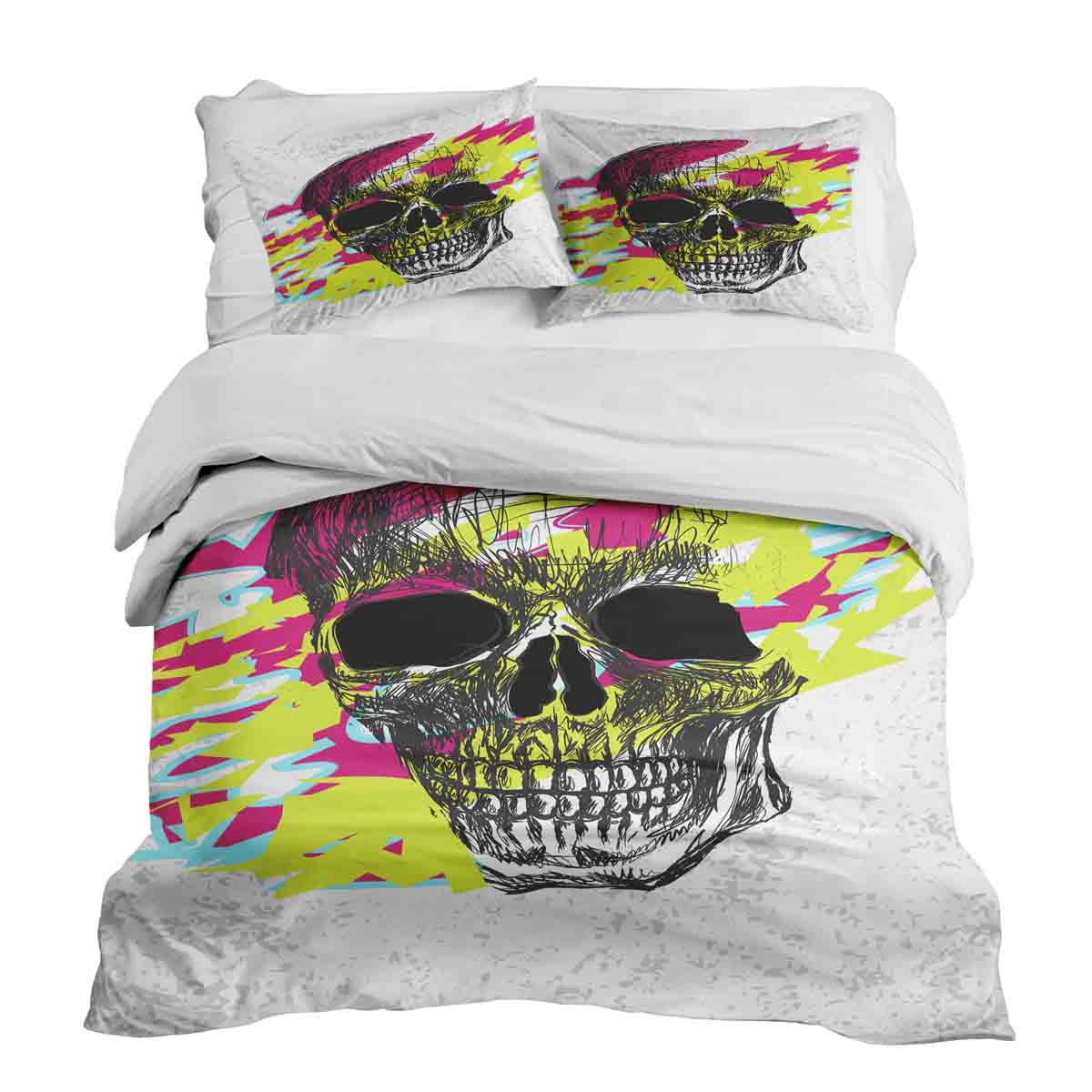 Set de ropa de cama con manta terapéutica calavera colorida