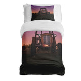 Set de ropa de cama con manta terapéutica lila con tractor