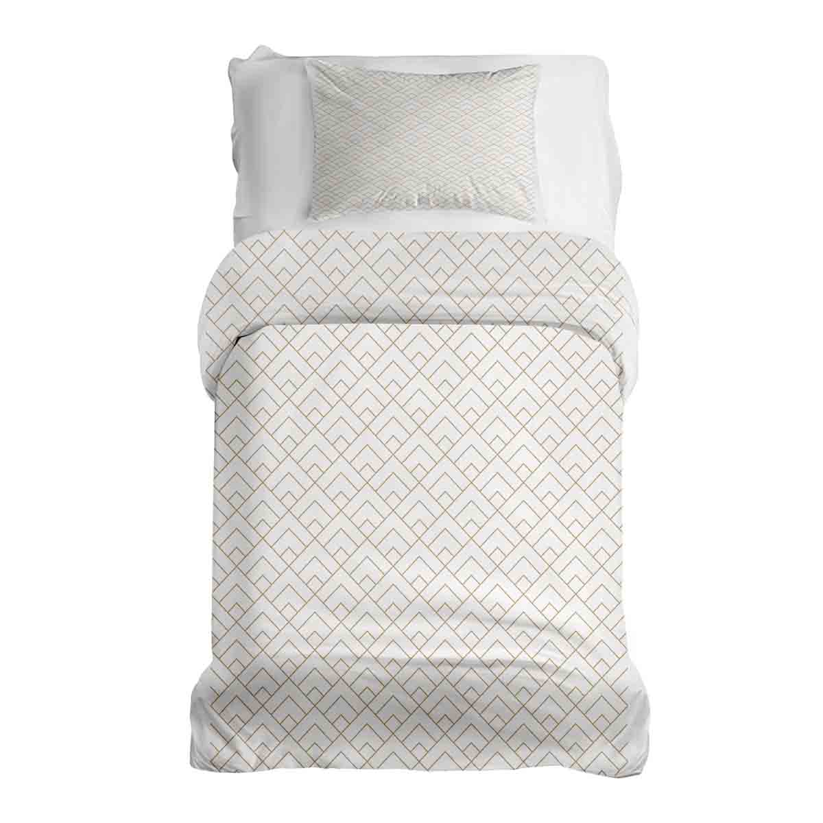 Set de ropa de cama con manta terapéutica y patrón de rayas doradas