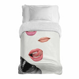 Manta terapéutica original - Funda de algodón blanca con labios