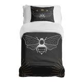 Juego de ropa de cama con manta terapéutica negro con polilla
