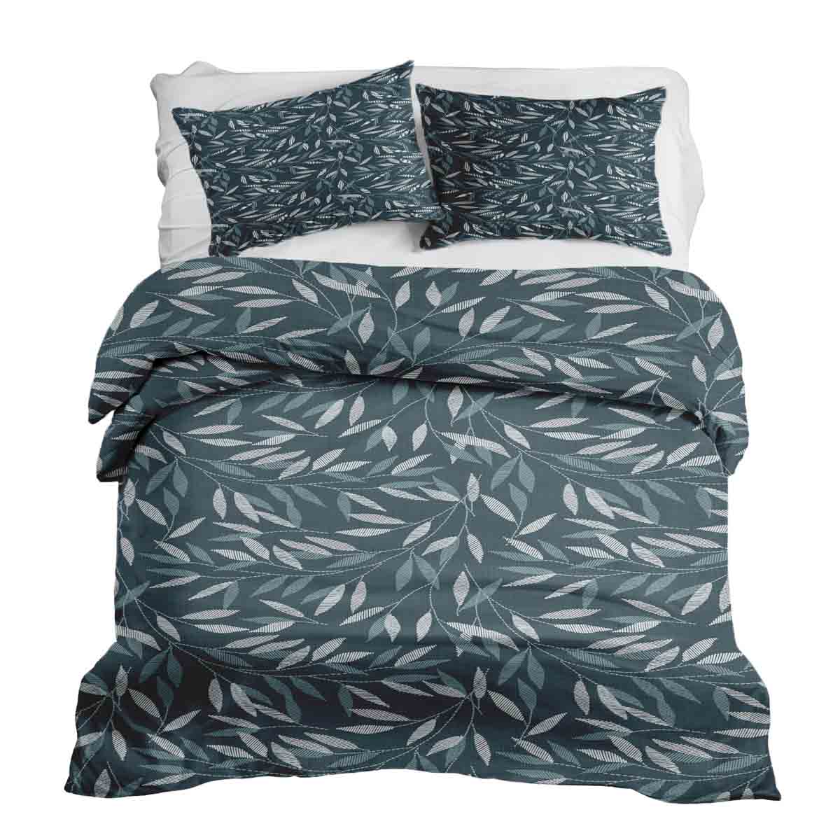 Set de ropa de cama con mantas terapéuticas y ramas azules