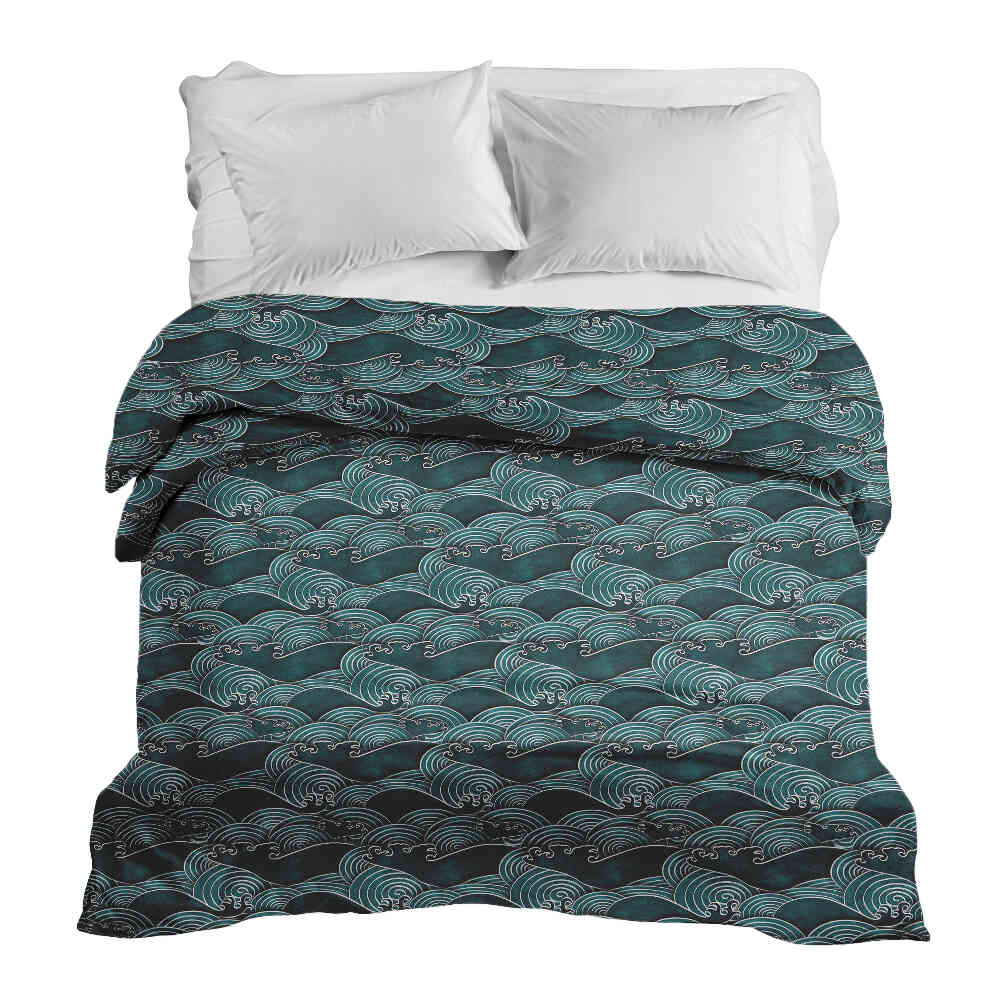 Manta terapéutica original - Funda de algodón ondas turquesa-verde