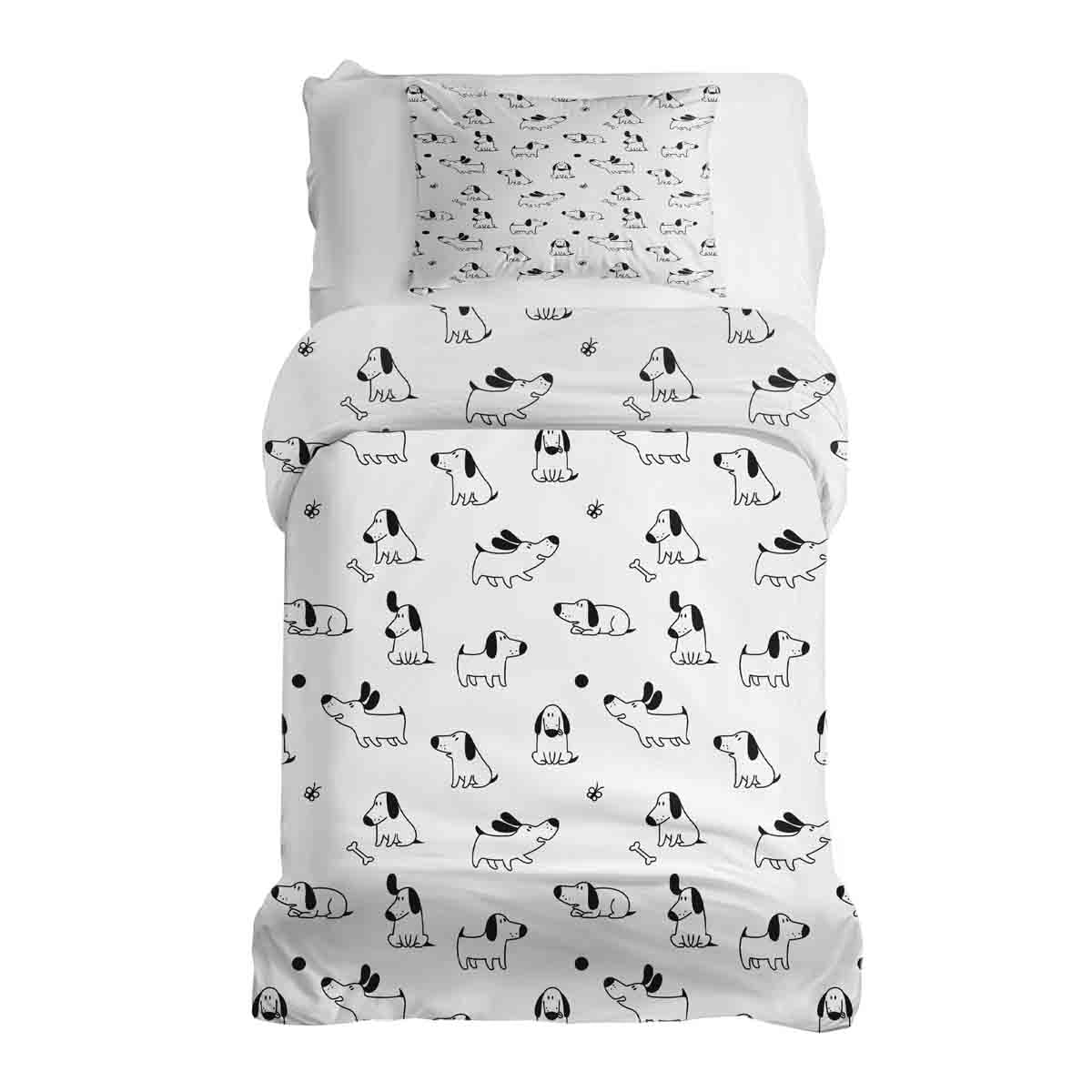 Set de ropa de cama terapéutica blanca con perros