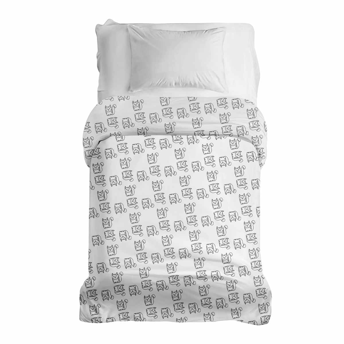 Manta terapéutica original - Funda de algodón blanca con gato