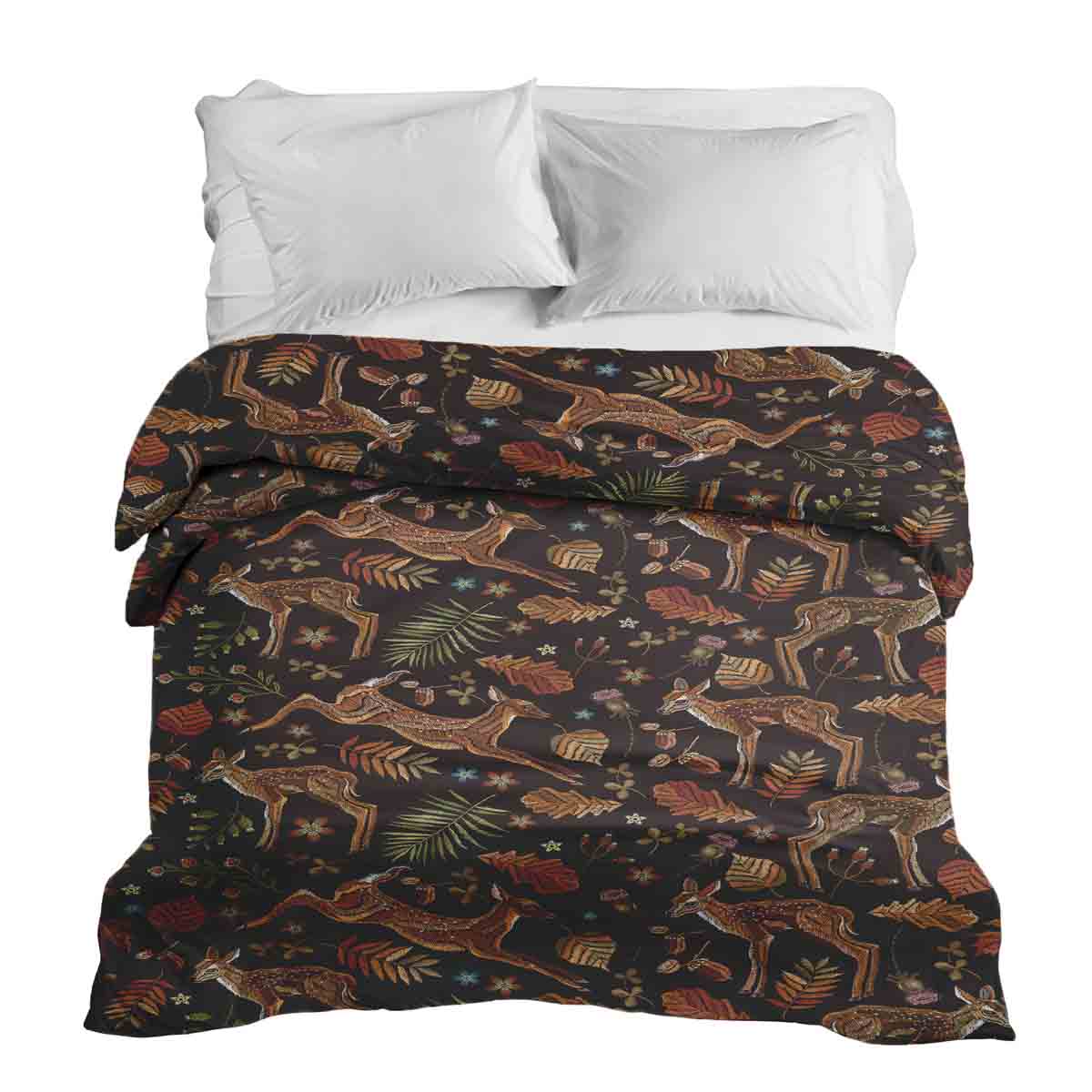 Manta terapéutica original - Funda de algodón marrón con ciervo