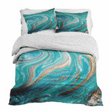 Set de ropa de cama con manta terapéutica mármol turquesa