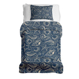 Set de ropa de cama con manta terapéutica azul con conchas