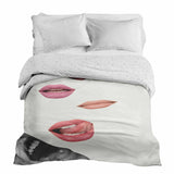 Manta terapéutica original - Funda de algodón blanca con labios