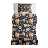 Set de ropa de cama con mantas terapéuticas azul con calabazas