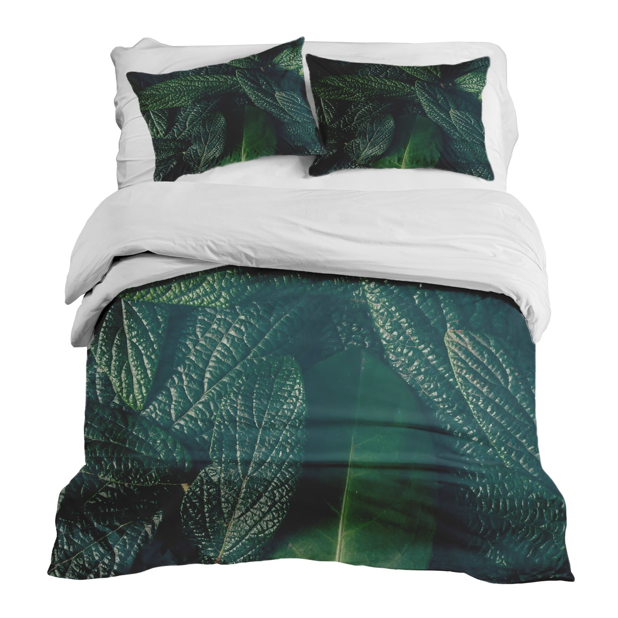 Set de ropa de cama con mantas terapéuticas Hojas verdes