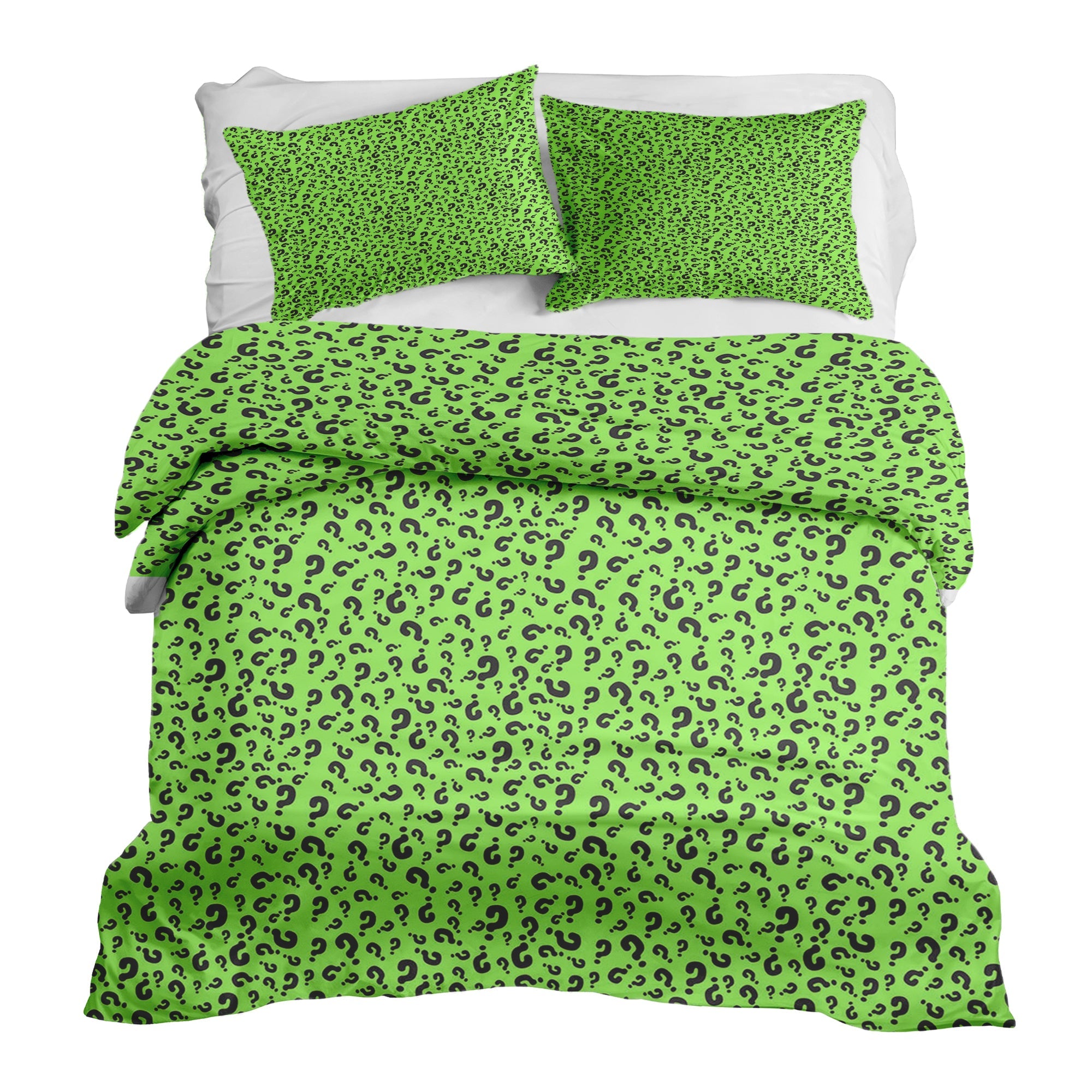 Set de ropa de cama con manta terapéutica verde claro con signo de interrogación