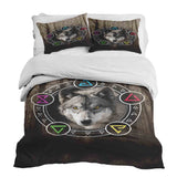 Set de ropa de cama con manta terapéutica marrón con lobo