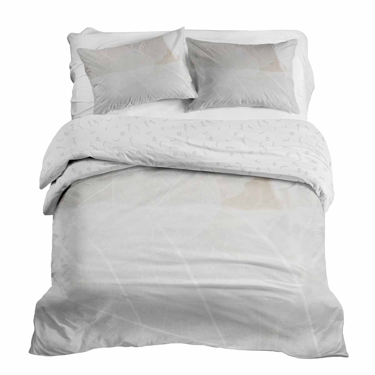 Set de ropa de cama con manta terapéutica gris con patrón blanco