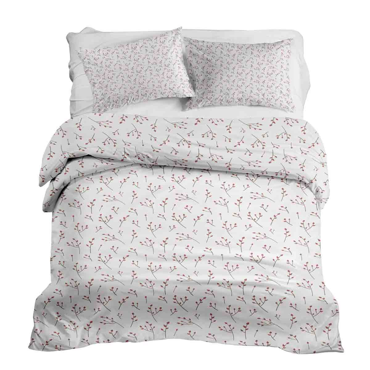 Set de ropa de cama con mantas terapéuticas blancas y delicadas rosas