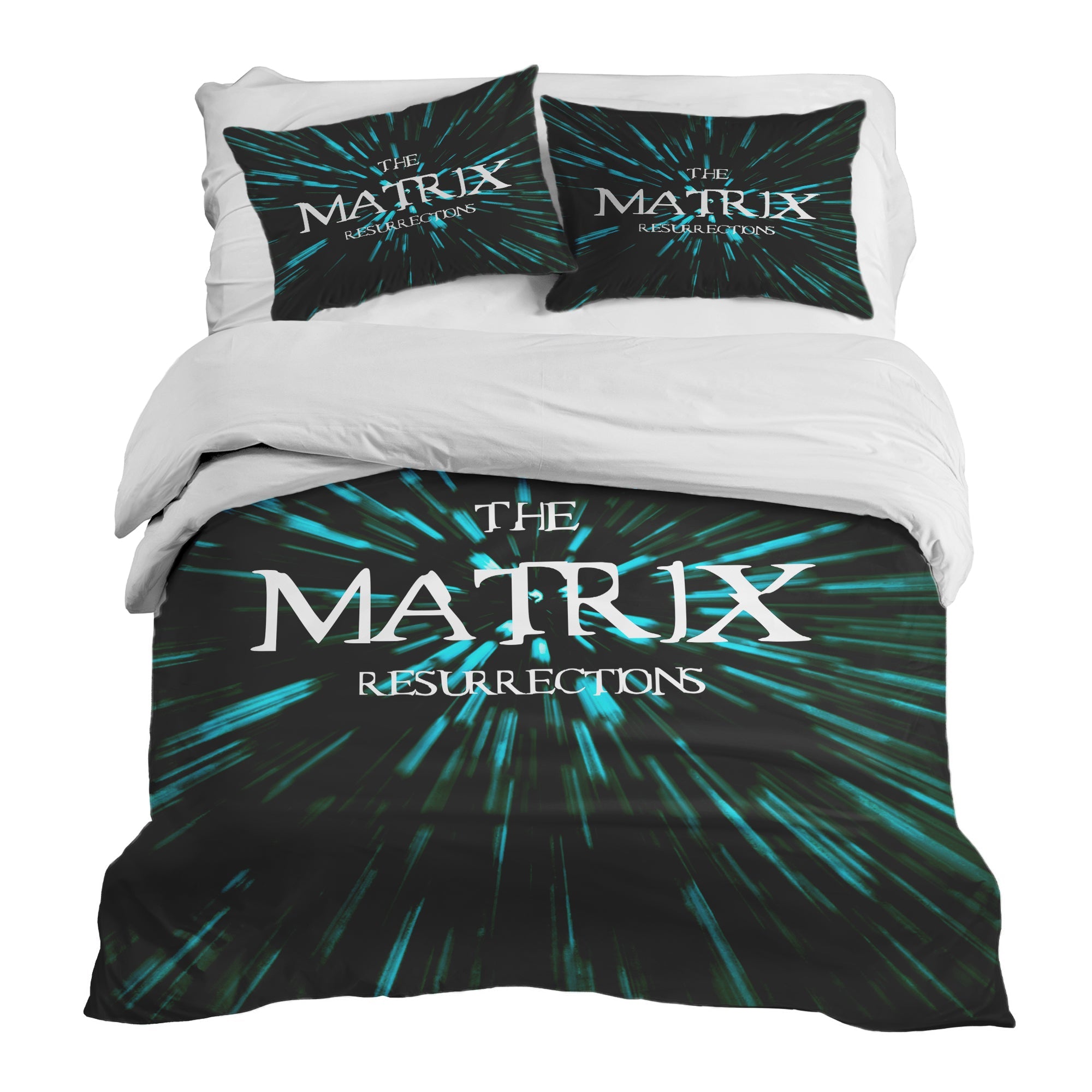 Juego de ropa de cama con manta terapéutica y inscripción The Matrix