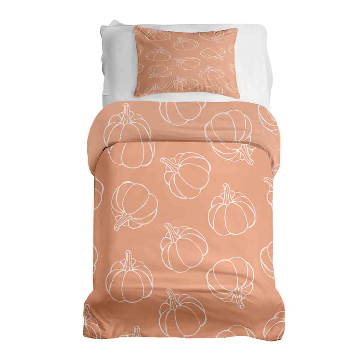 Set de ropa de cama con manta terapéutica naranja con calabaza
