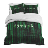Set de ropa de cama con manta terapéutica verde Código Matrix