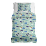 Set de ropa de cama con mantas terapéuticas verde con ballenas