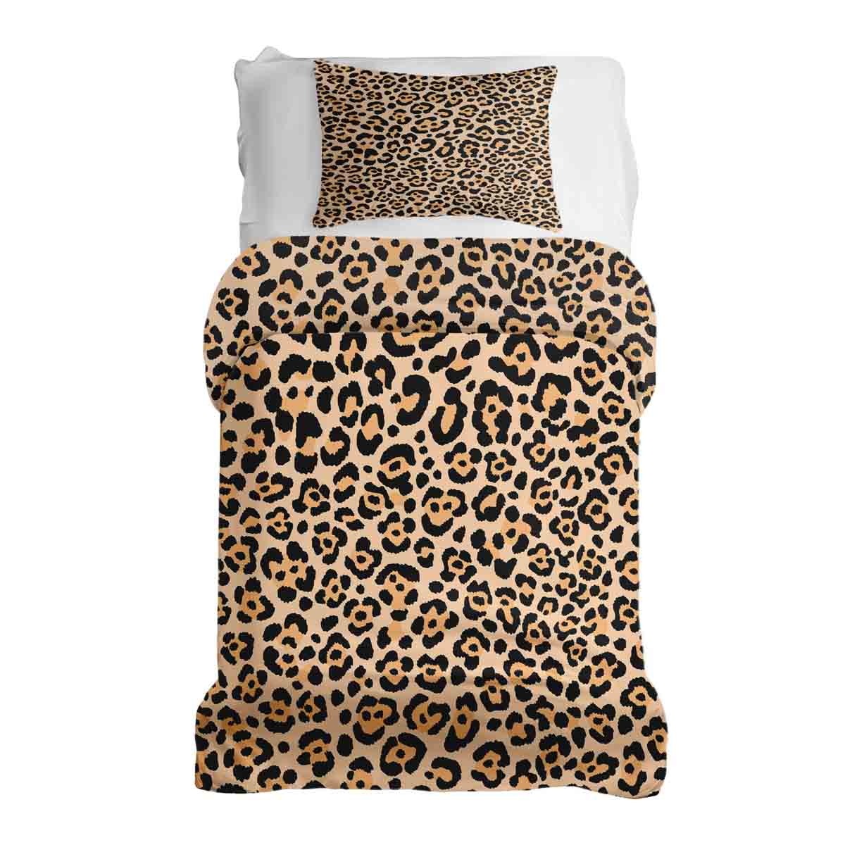 Set de ropa de cama con manta terapéutica estampado de leopardo