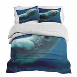 Set de ropa de cama con manta terapéutica azul con oso polar