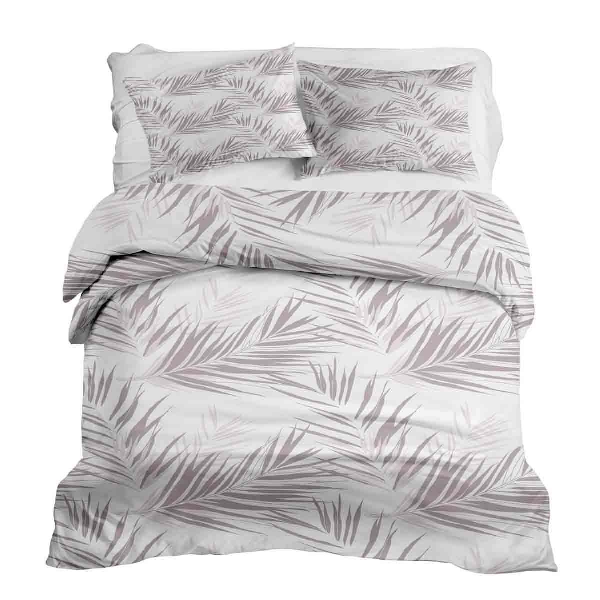 Set de ropa de cama con mantas terapéuticas blanco con hojas moradas