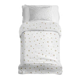 Set de ropa de cama con manta terapéutica blanca con estrellas doradas