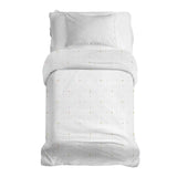 Juego de ropa de cama con manta terapéutica blanca con pequeñas formas