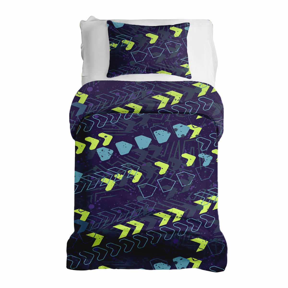 Set de ropa de cama con manta terapéutica azul oscuro con flechas