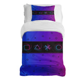 Set de ropa de cama con mantas terapéuticas moradas con formas