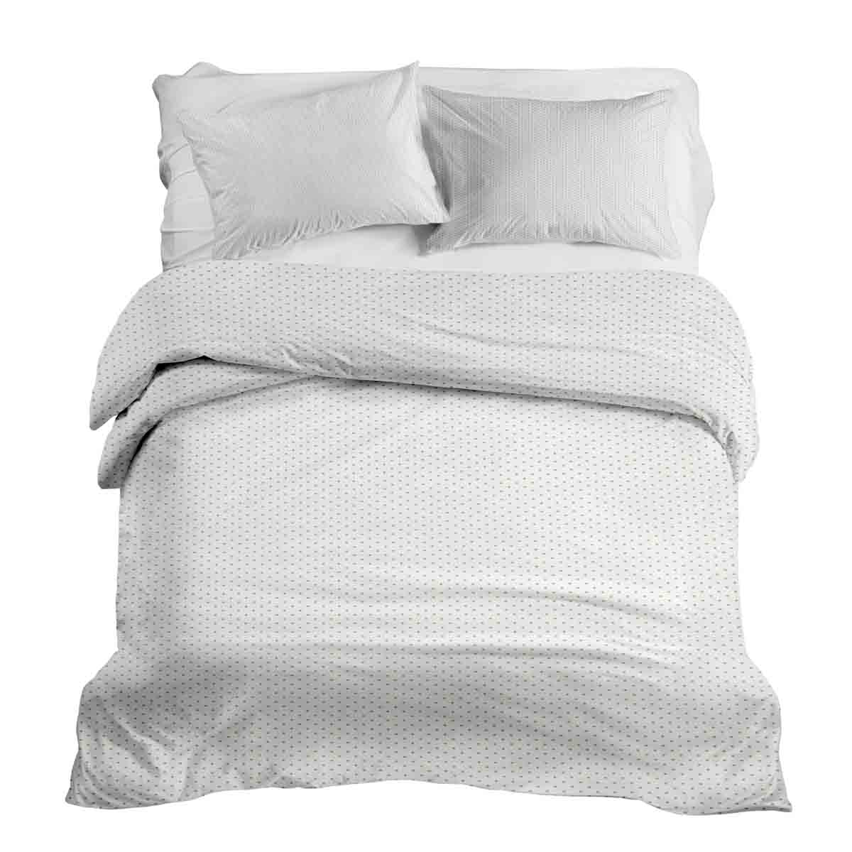 Set de ropa de cama para mantas terapéuticas blanco con puntitos dorados