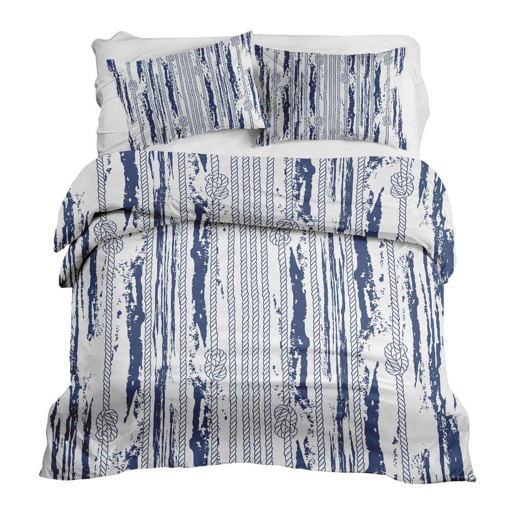 Set de ropa de cama con manta terapéutica y patrón a rayas