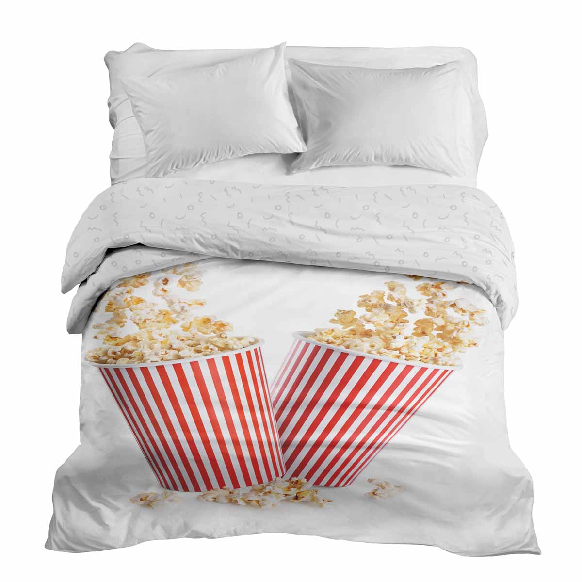Manta terapéutica original - Funda de algodón blanca con palomitas de maíz