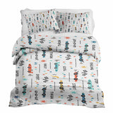 Juego de ropa de cama con manta terapéutica blanca con coches de carreras