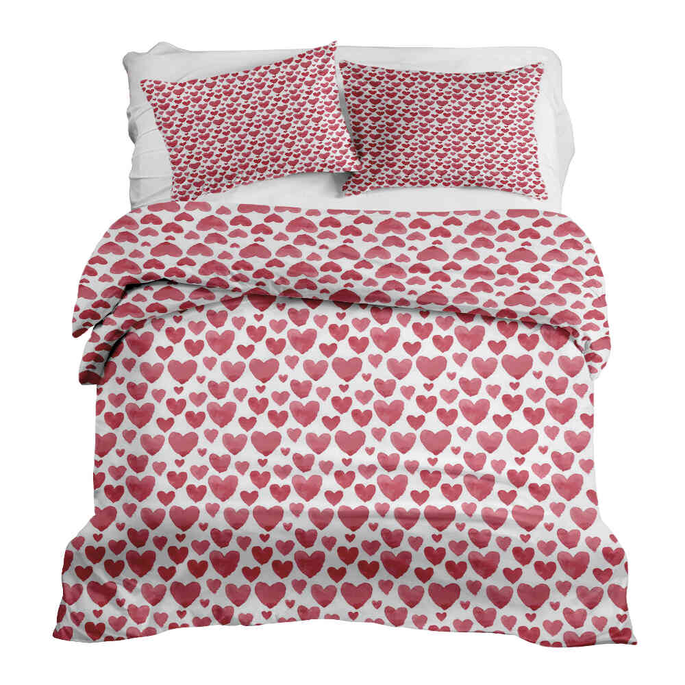 Juego de ropa de cama con mantas terapéuticas Corazones rojos
