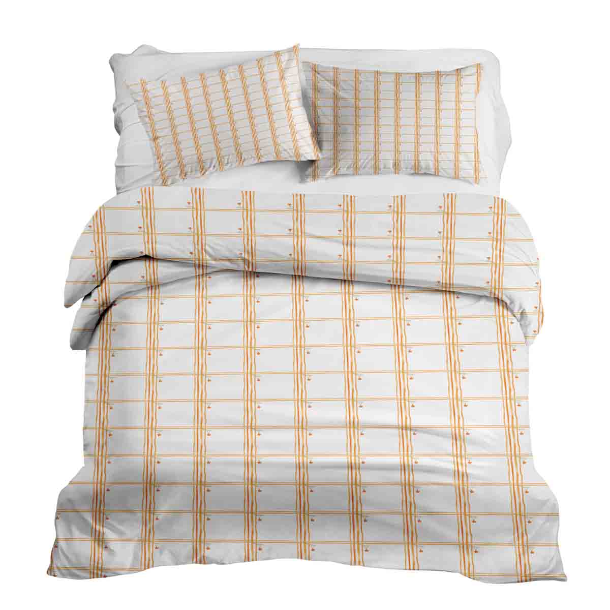 Set de ropa de cama con manta terapéutica amarillo a cuadros