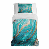 Set de ropa de cama con manta terapéutica mármol turquesa