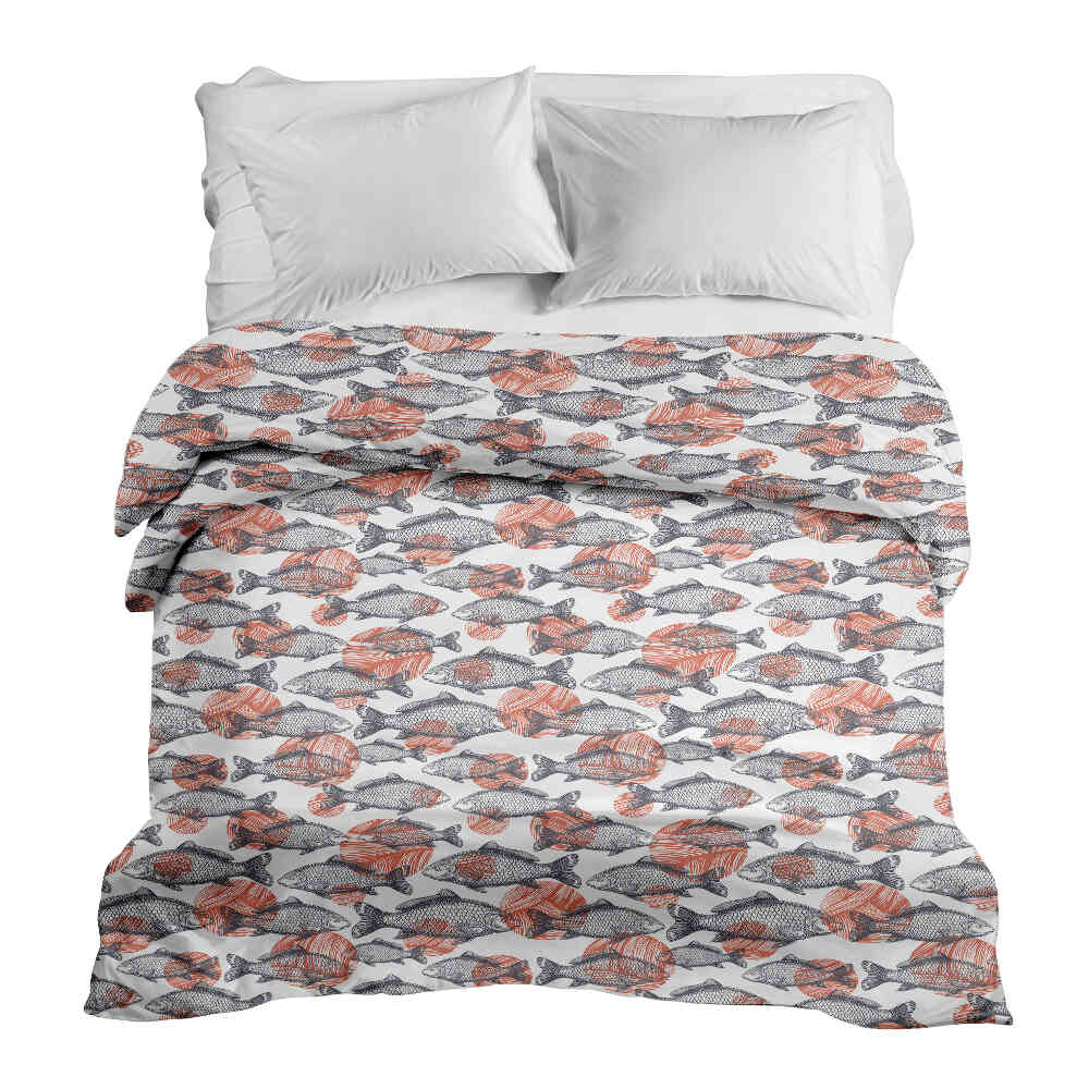 Manta terapéutica original - Funda de algodón peces grises