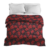 Manta terapéutica original - Funda de algodón negra con rosas rojas
