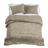 Juego de ropa de cama con manta terapéutica beige con forma de hoja negra