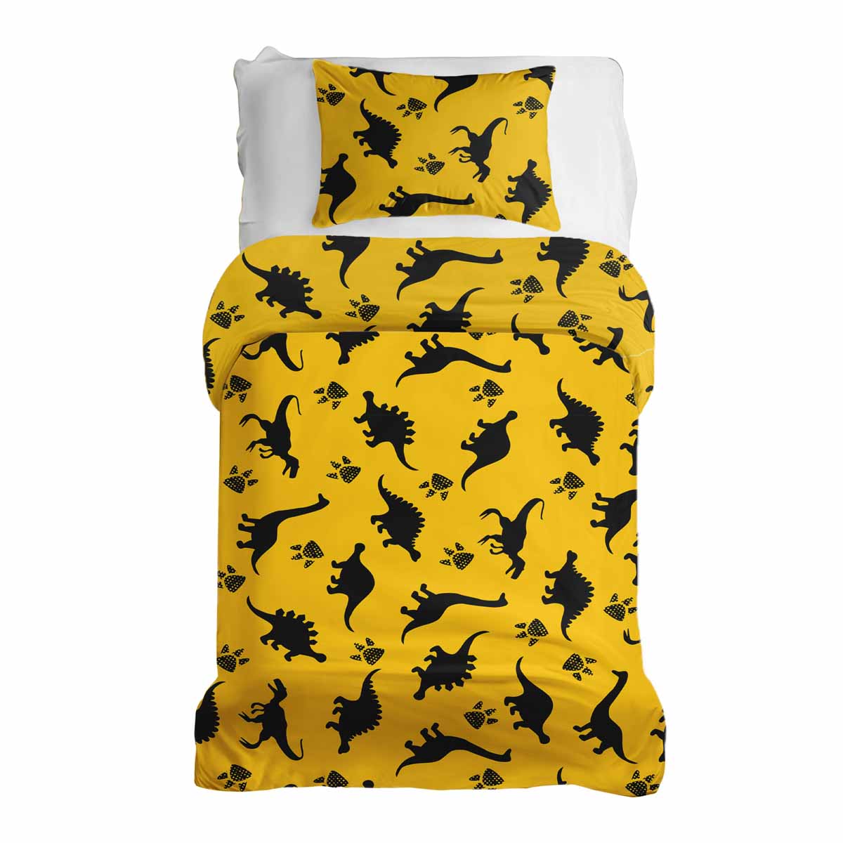 Juego de ropa de cama con mantas terapéuticas amarillo con dinosaurios